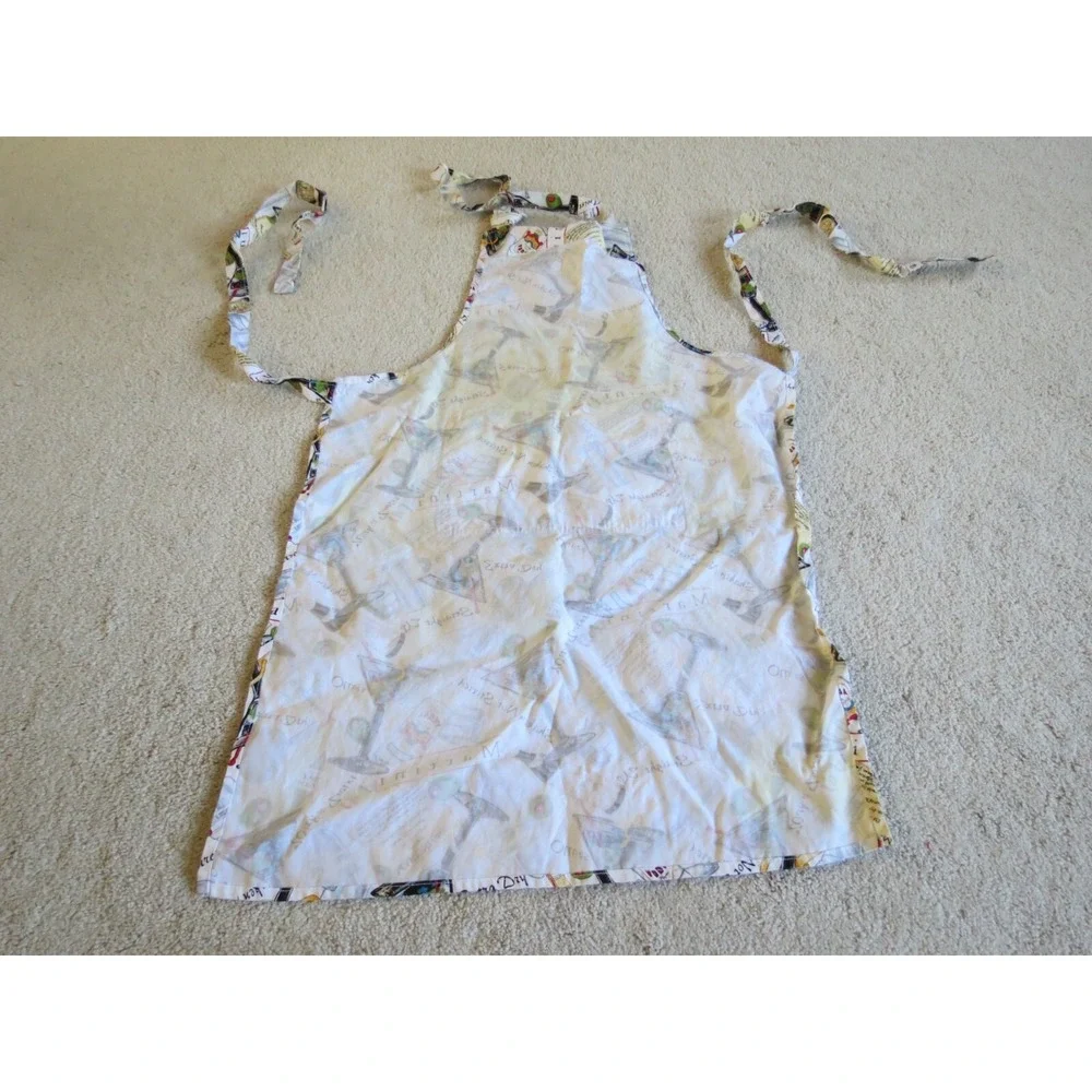 Martini Wine Glass Kitchen Apron Multicolor Cotton Made in Italy